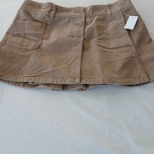 Old Navy 🌞082 Women's Mini Skirt Beige Corduroy Stretch Sz 10 Pleated Back NWT